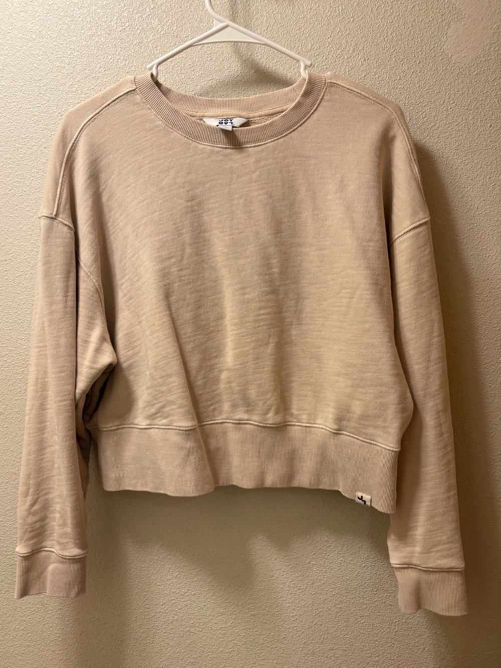 JoyLab Light Beige Cropped Crew Sweatshirt